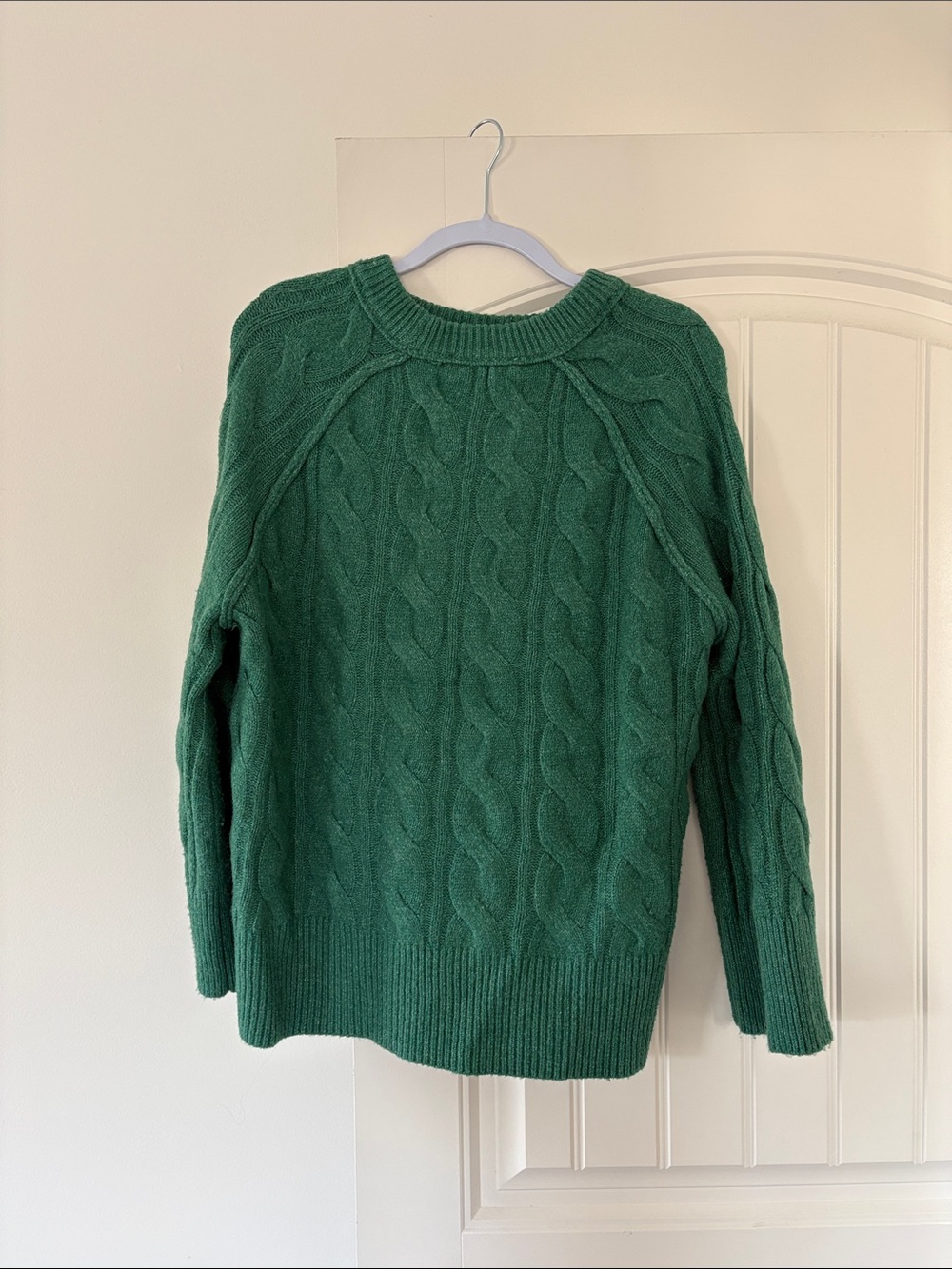 Pink Rose Green Cable Knit Crewneck Sweater